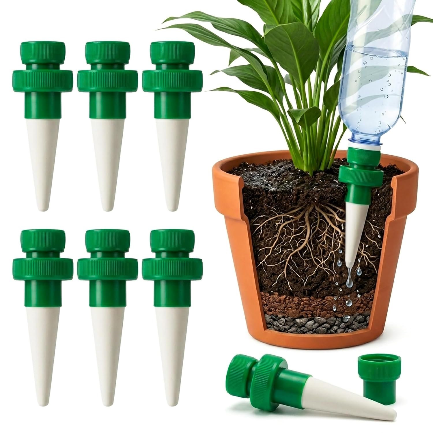 Automatic Plant Waterer - Terracotta Watering Spikes for Plastic Bottles